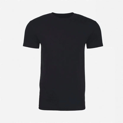 The OKLA Pure Shirts plain black t-shirt, made from soft ring-spun cotton, is presented on a white backdrop, emphasizing its versatile front style.