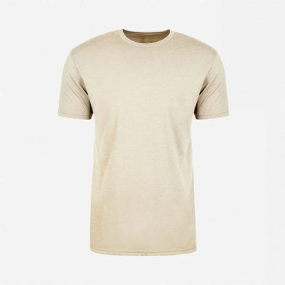 The OKLA Pure Shirt in Heather Dust is displayed against a white background. Crafted from soft ring-spun cotton, it features a round neckline and short sleeves, showcasing a simple yet versatile style.