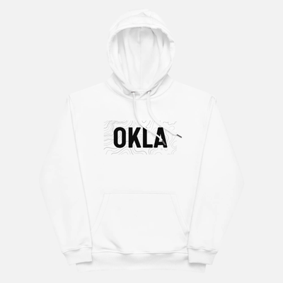 OKLA Navigator Hoodie white premium Oklahoma hoodie front view