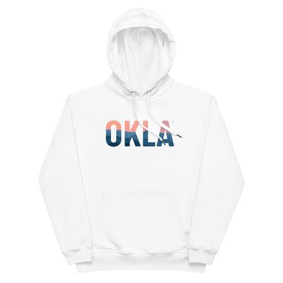 OKLA Horizon Hoodie white premium Oklahoma hoodie front view